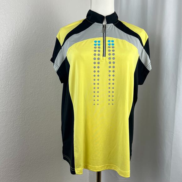 Jamie Sadock Top Womens Medium Yellow Golf Athletic 1/4 Zip Performance Stretch - Picture 1 of 13